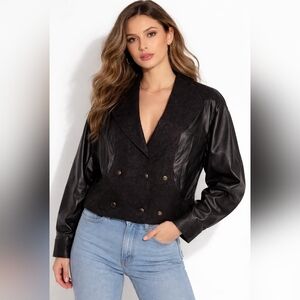 Wilson's Black Leather Jacket Sz S Paisley Suede Design w/Removable Liner EUC